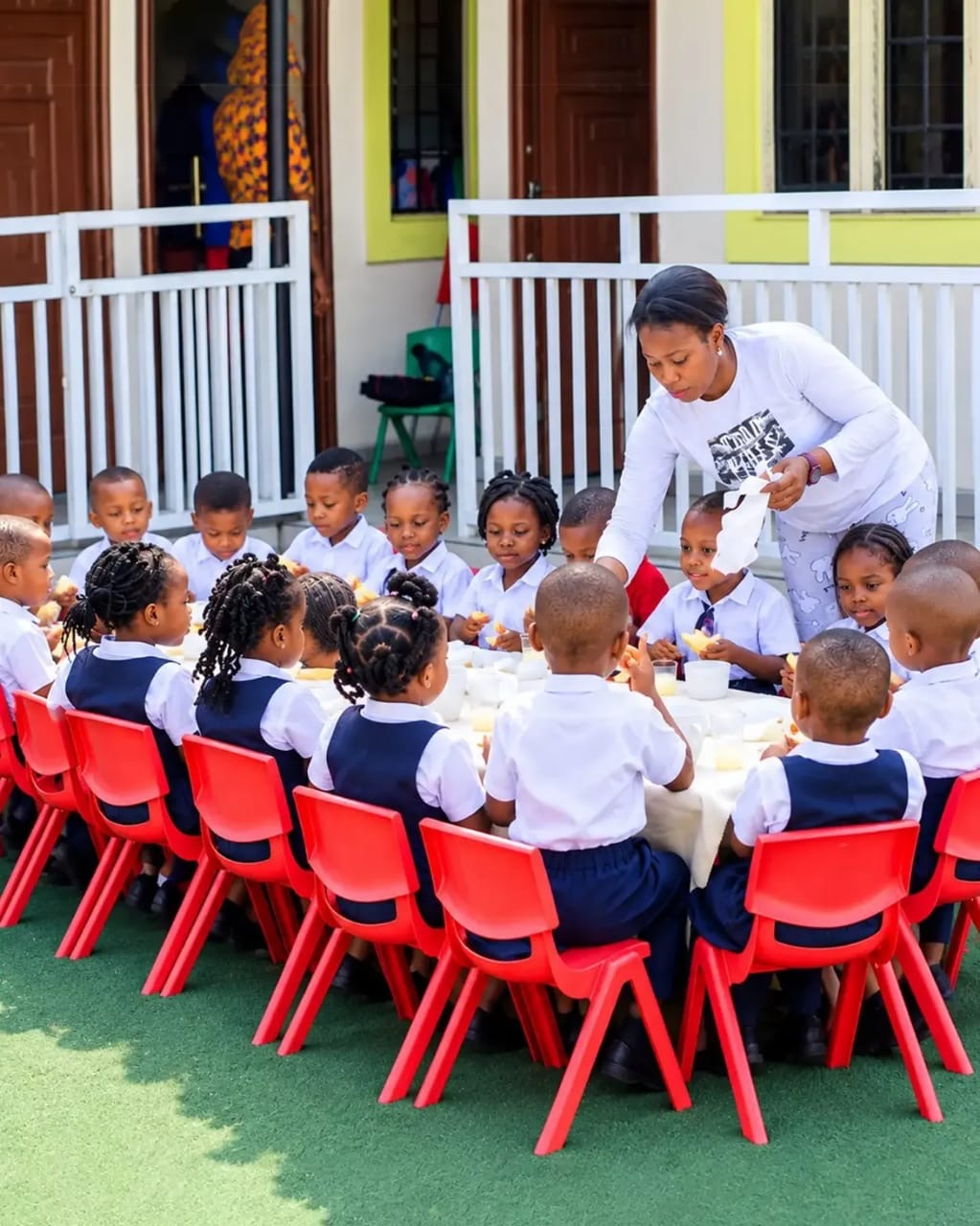 Children participating in a supported group learning activity